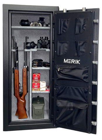 MERIK APOLLO Burglary and Fire Rated Gun Vault - 77’’h x 37”w x 28’’d - 54 Gun Capacity - Patented