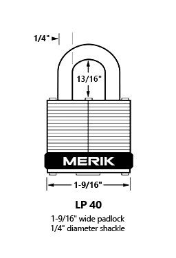 MERIK 1-9/16" Pin Tumbler Laminated Steel Padlocks NO. LP-40
