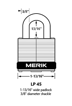 MERIK 1-13/16" Pin Tumbler Laminated Steel Padlocks NO. LP-45