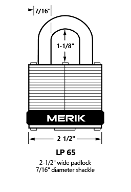 MERIK 2-1/2" Pin Tumbler Laminated Steel Padlocks NO. LP-65